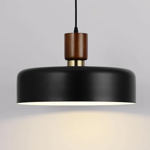Vista 10 de Lámparas colgantes modernas de madera maciza, candelabros vintage martillados grandes de 13.8 pulgadas, lámpara colgante con acabado negro, lámparas
