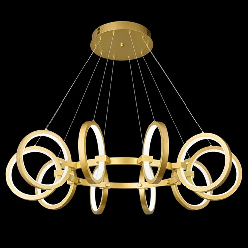 Vista 10 de Moderno candelabro LED regulable redondo, lámparas colgantes de 8 anillos, lámparas colgantes ajustables para cocina, isla, sala de estar, comedor