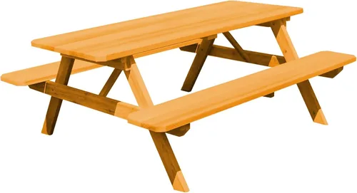 Vista 14 de Furniture Barn USA Mesa de picnic de cedro de 4 pies con bancos adjuntos, tinte de cedro mancha de cedro