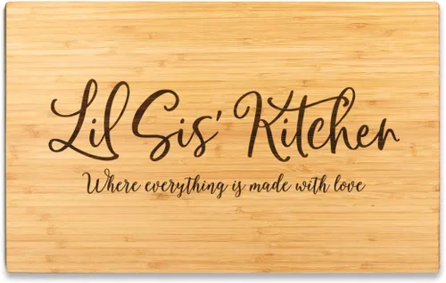 Vista 21 de Andaz Press Tabla de cortar grande de madera de bambú, 17.75 x 11 pulgadas, Aunt's Kitchen Where Everything is Made With Love, 1 paquete, tabla