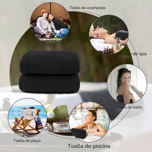 Vista 7 de HOMEXCEL Juego de Sábanas de Baño Toallas Paquete de 2 (35 x 70 Pulgadas), Toallas de Baño Ultra Suaves para Baño, Toallas Ligeras y de Secado Negro