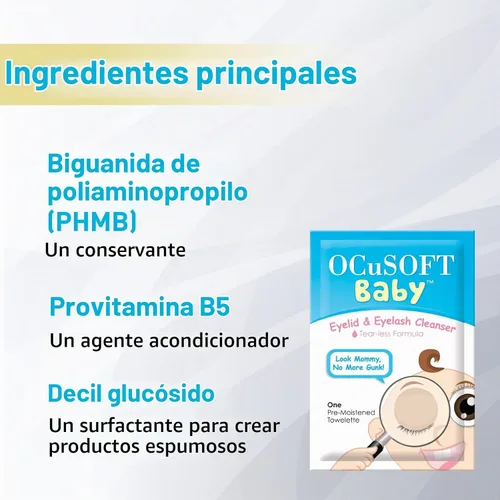 Vista 6 de OCuSOFT Limpiador de párpados y pestañas para bebés, toalla prehumedecida, blanco/azul, 20