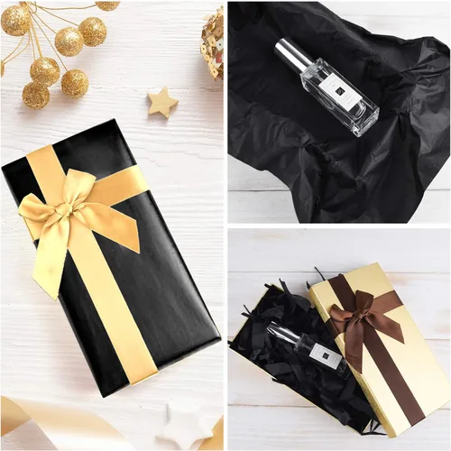 Vista 4 de MIAHART 50 hojas de papel de seda negro de 20 x 14 pulgadas, papel de regalo a granel, papel de regalo para decoración de graduación, fiesta