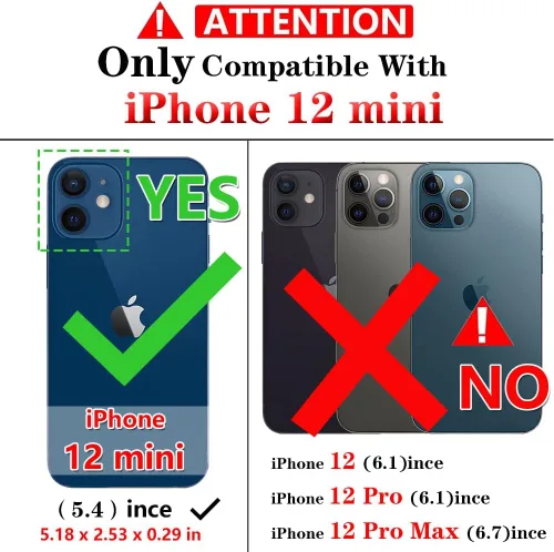 Vista 2 de Yiakeng Funda para iPhone 12 Mini: Funda para iPhone 12 Mini con protector de pantalla HD, fundas protectoras de grado militar con anillo para Verde