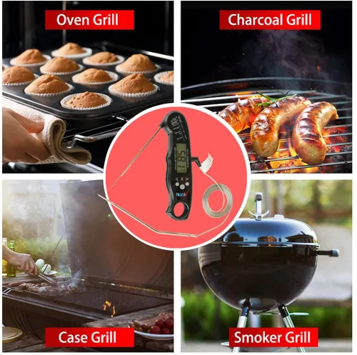 Vista 8 de NoraV Digital Dual Sonda Carne y Grill Termómetro, Pantalla LCDq (negro)