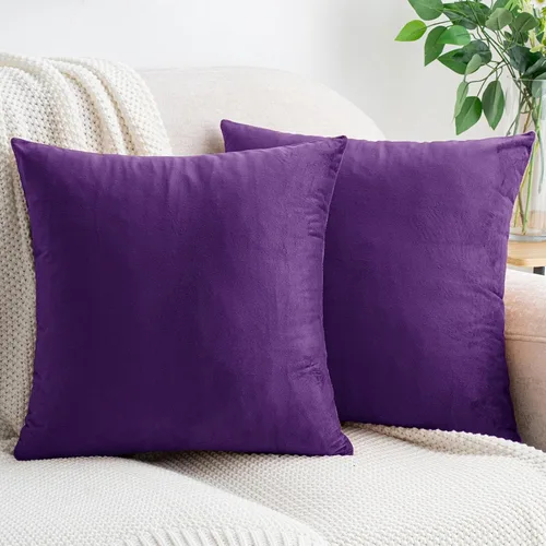 Vista 16 de HWY 50 fundas de almohada decorativas de terciopelo sólido para sofá, sala de estar., Terciopelo, gris, 20x20 pulgadas