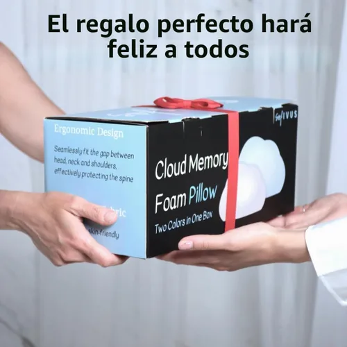 Vista 7 de Juego de almohada cervical de espuma viscoelástica con contorno en forma de nube con funda de almohada adicional, soporte suave para el cuello