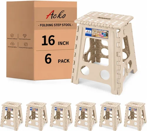 Vista 27 de ACKO Taburete plegable de 13 pulgadas, soporta 300 libras para adultos y Bicolor Verde