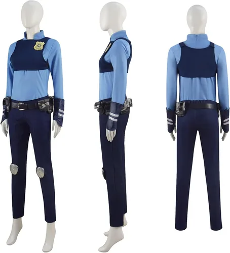 Vista 2 de Traje de carnaval de Halloween de Zoo Topia, uniforme de conejo de Judy Hopps con bolsa, disfraz de cosplay de Nick Wilde