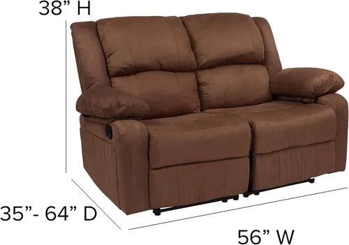 Vista 2 de Flash Furniture - Sofá unipersonal reclinable, Microfibra, Microfibra café chocolate.