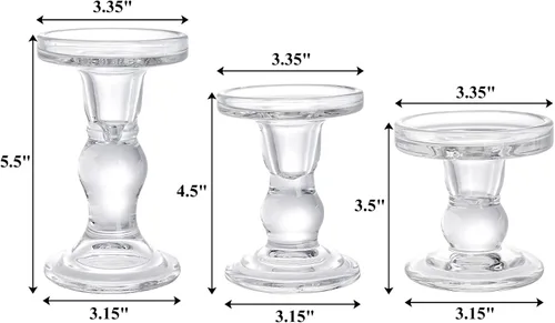 Vista 2 de Okllen Juego de 6 portavelas de cristal, candelabros de cristal transparente para mesa de comedor, centros de mesa de boda, sala de estar