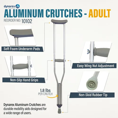 Vista 3 de Dynarex Muletas de aluminio ajustables, adulto