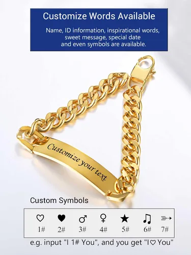 Vista 6 de PROSTEEL Pulsera personalizada para hombres y mujeres, con fecha de nombre, con grabado inicial y cita de inicial, pulseras de identificación