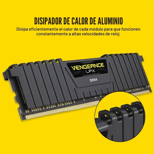 Vista 4 de Corsair LPX 32GB (2x16GB) 3200MHz C16 DDR4 DRAM Kit de memoria, negro (CMK32GX4M2B3200C16)