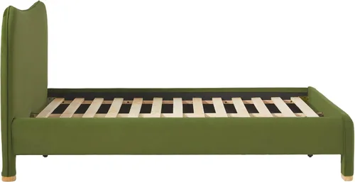 Vista 8 de Walker Edison Chantelle - Cama Queen tapizada moderna curva, tamaño Queen, terciopelo verde