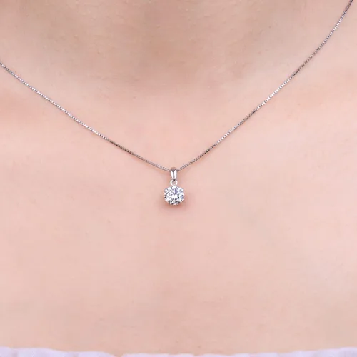Vista 6 de JewelryPalace Collar redondo con colgante de moissanita solitario de 1 unidad, 2 quilates, 3 quilates, para mujer, plata de ley 925 con diamantes