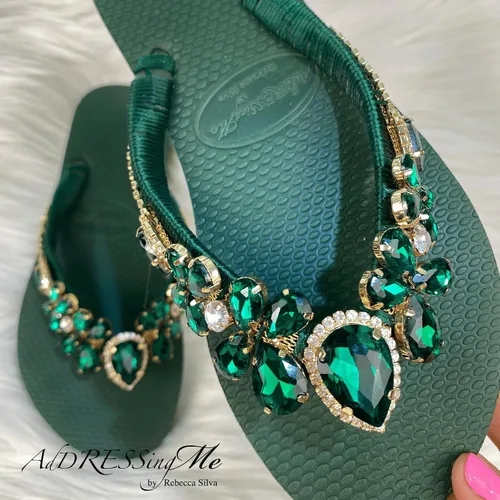 Vista 6 de Chanclas de diamantes de imitación glamorosas para mujer