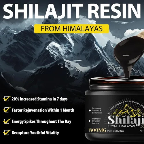 Vista 4 de Resina Shilajit del Himalaya, 800 mg, Shilajit puro del Himalaya orgánico puro Shilajit con ácido húmico ácido fúlvico y más de 85 minerales traza