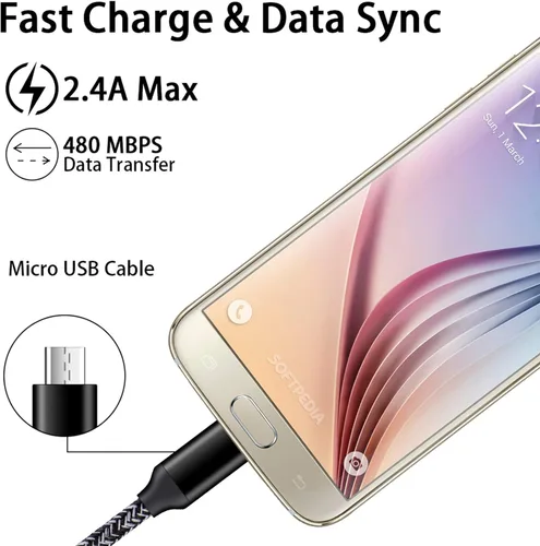 Vista 2 de Cargador Android para Samsung Galaxy J7 Prime/Crown/Star/Sky Pro/Perx, J3 Orbit, J2, J7 V, J6 Plus, J5, J4 Core, S7 S6 S5 A10 A6 Note 5 4, LG K40