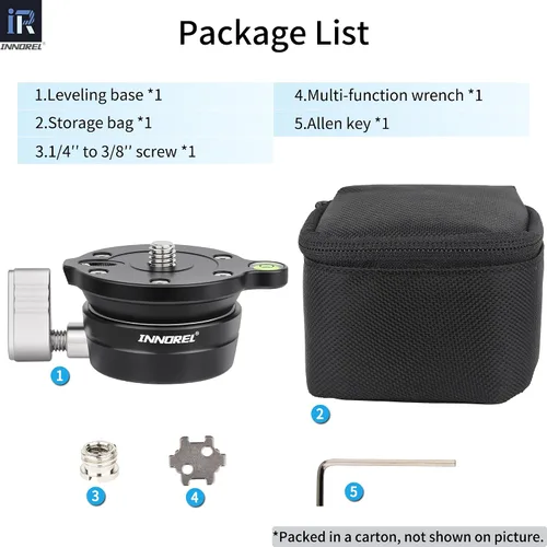 Vista 7 de INNOREL Base niveladora de trípode, base niveladora LB50, media bola con nivel de burbuja compensada y bolsa de nivel de burbuja para cabeza de 50L