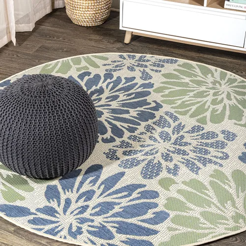 Vista 26 de JONATHAN Y Alfombra Corredor de Tejido Texturizado Floral para Interiores y Exteriores 2X8 Marrón/Crema, Zinnia Moderna para Patio Trasero, Patio