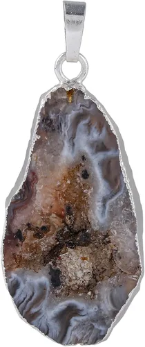 Vista 3 de SUNYIK Irregualr - Collar con colgante de ágata natural de cuarzo y geoda para mujer, cristal curativo, Piedra Metal
