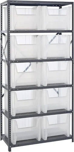 Vista 17 de Quantum QSBU-245BK Heavy Duty Shelving Unit with (7) Shelves and (24) QUS245 Black Bins for Garage Warehouse Storage Distribution 400 lb Load