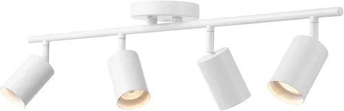 Vista 4 de GLOBE Electric 57011 Iluminación de riel de 4 luces, acabado blanco mate, cabezales cilíndricos ajustables, base GU10, regulable, diseño moderno