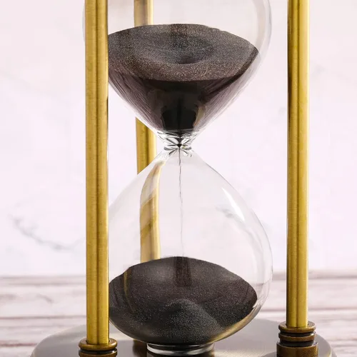 Vista 6 de SuLiao Reloj de arena con temporizador de arena de 1 minuto, reloj de arena de latón pequeño de 1 minuto, reloj retro de arena negra, reloj vintage