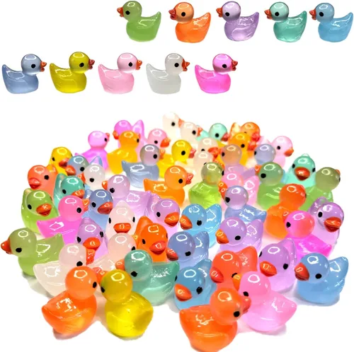 Vista 9 de Cidinge 100 piezas Mini patos luminosos y patos de resina para decoración de micro jardín y casa de muñecas