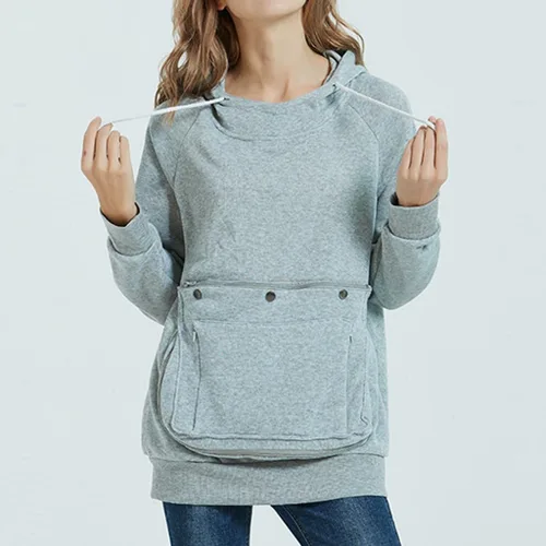 Vista 5 de Sudadera con capucha grande para mujer, con bolsillo grande, para gatos y perros