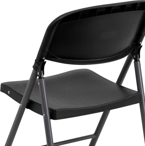 Vista 9 de Flash Furniture HERCULES Series Silla plegable de plástico negro con marco de carbón de 330 libras
