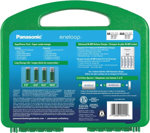 Vista 2 de Cargador de batería Panasonic Advanced celda Individual con Eneloop ciclo de 2100 pilas recargables AA Paquete Super Power