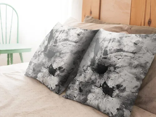 Vista 4 de Juego de 2 fundas de almohada, arte abstracto de 18 x 18 pulgadas, decoración del hogar, fundas de almohada cuadradas, fundas de almohada Blanco