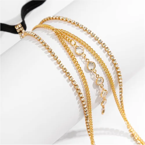 Vista 4 de Sexy Beach Multi-layere Leg Chain Crystal Thigh Chain Jewelry Summer Rhinestone Thigh Leg Chain Bikini Body Thigh Chain Jewelry for Women