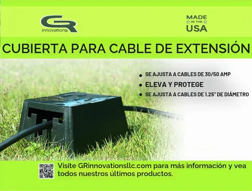 Vista 3 de GR Innovations - Cubierta para cable de extensión para caravana, protector de enchufes, cubierta de cable eléctrico para exteriores, eleva y protege