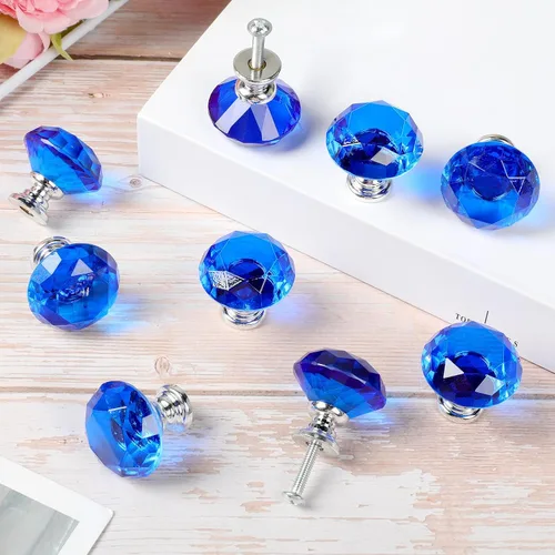 Vista 5 de Jetec 20 piezas tiradores de cristal para cajones pomos de gabinete 30mm pomos de diamante para aparador para cajones de aparador cocina estantería
