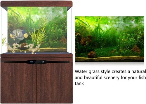 Vista 3 de Póster de acuario, adhesivo de PVC grueso para fondo, estilo hierba de agua, pecera, póster para acuario, fondo de pantalla decorativo