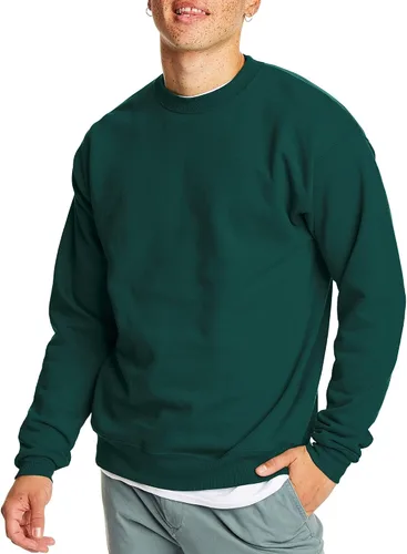 Vista 23 de Hanes Men's Sweatshirt, EcoSmart Fleece Crewneck Sweatshirt, Big & Tall Available, 1 or 2-Pack Marrón (Army Brown)