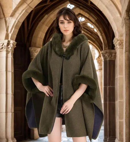 Vista 3 de Abrigo de invierno con capucha para mujer, chal