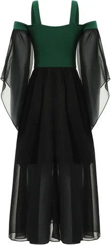 Vista 3 de YUUMIN Disfraz de princesa medieval para niñas, vestido renacentista, cuello cuadrado, vestido de Halloween o cosplay
