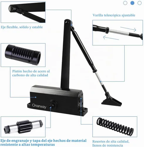 Vista 5 de Onarway - Cierre de puerta automático ajustable de tamaño 3, resorte hidráulico, aleación de aluminio, para uso residencial y comercial con Negro