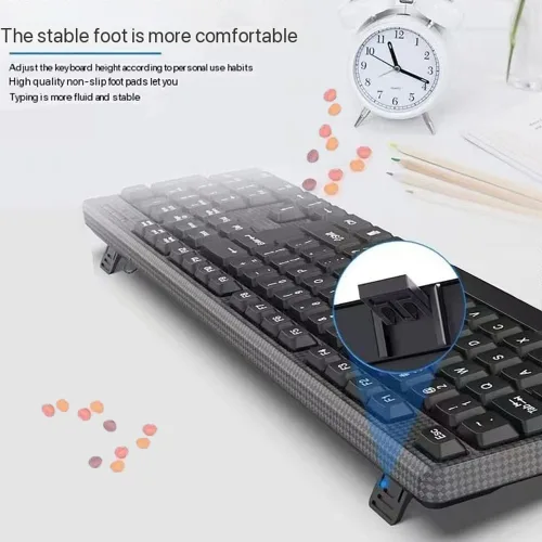 Vista 7 de Teclado con cable, teclado con cable de 104 teclas con teclado numérico, indicadores LED, ergonómico, cómodo juego y enchufe para Windows/Mac/PC