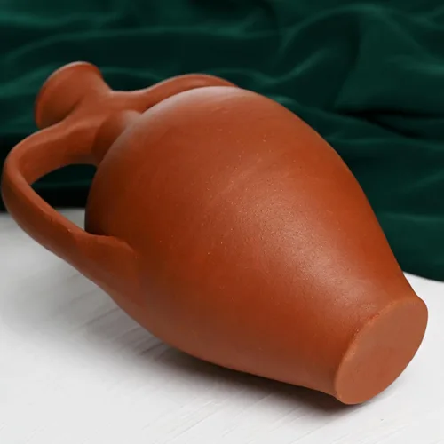 Vista 6 de Jarra de agua de ánfora de doble mango de terracota, jarra de arcilla, jarra de vino, jarrón de decoración del hogar, tarro de cerámica, regalo