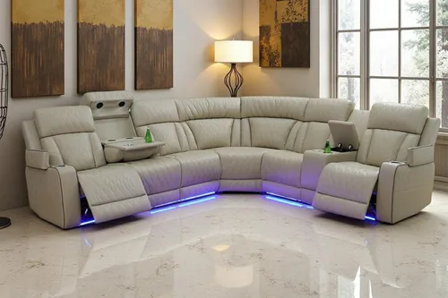 Vista 15 de Juego de sofá modular reclinable eléctrico con luz LED, sofás seccionales de cuero, juegos de muebles de sala de estar, modernos juegos de sofá