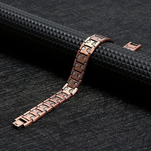 Vista 8 de Copper Bracelet for Men Copper Magnetic Bracelet Elegant 99.99% Solid Copper Bracelets with Double-Row Strong Magnets,Magnetic Jewelry
