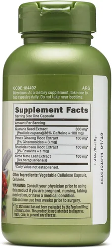 Vista 2 de GNC Herbal Plus Energy Formula, apoya el estado de alerta mental, 100