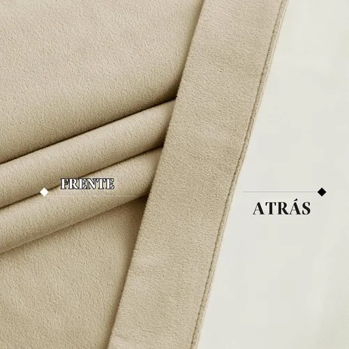 Vista 5 de NICETOWN Cortinas 100% opacas de terciopelo beige de 90 pulgadas de largo para dormitorio y sala de estar, amortiguación de sonido, oscurecimiento