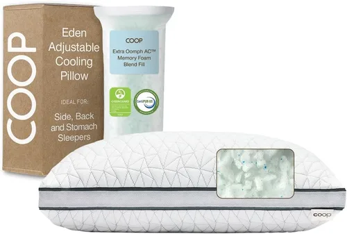 Vista 10 de Coop Home Goods Cool+ - Almohada ajustable, almohadas de espuma viscoelástica en forma de tamaño Queen Plus con gel refrescante, para espalda