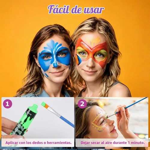 Vista 5 de Pintura del cuerpo de la cara de 16 colores, sistema a base de agua